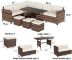 Bifanuo 7 Piece Patio Furniture Set, Outdoor Furniture Patio Sectional Sofa, All Weather PE Rattan Outdoor Sectional with Beige Cushions and Table, Black Wicker
