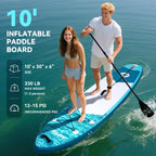 Hotsee 10' Inflatable Stand up Paddle Board 6'' Thick SUP Paddle Board with Accessories for Fishing, Non-Slip Deck, Double Action Pump