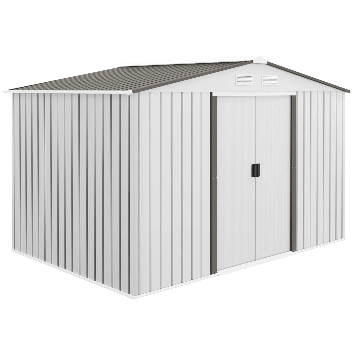 Outsunny 7' x 4' Metal Storage Shed Organizer, Garden Tool House with 4 Vents and 2 Sliding Doors for Backyard, Patio, Garage, Lawn, Dark Gray