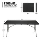 Magshion 11 Pieces 6 Ft Plastic Foldable Card Table and Chair Set�?Portable Folding Table with Handle Picnic Desk and Folding Chairs with Backrest, Black