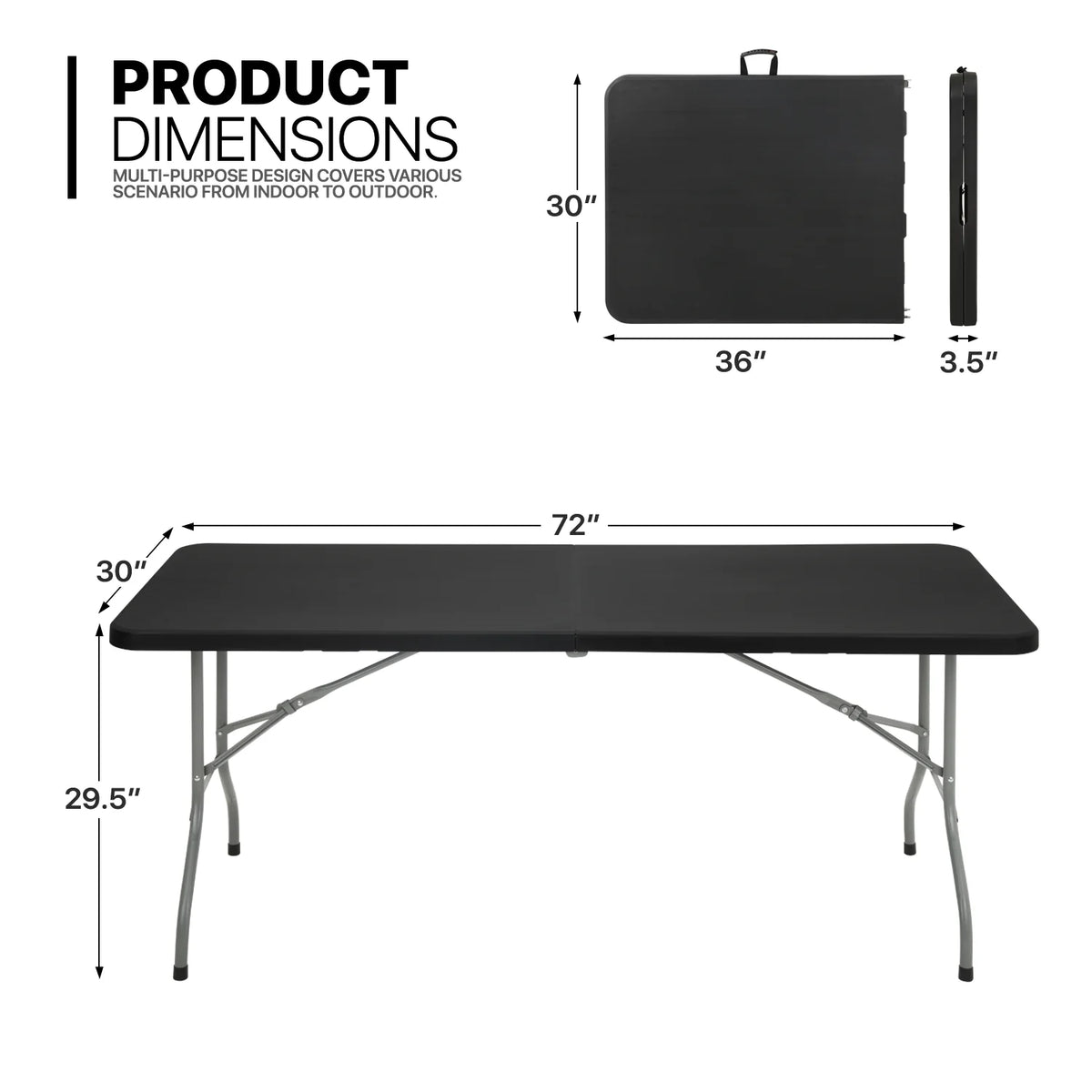 Magshion 11 Pieces 6 Ft Plastic Foldable Card Table and Chair Set�?Portable Folding Table with Handle Picnic Desk and Folding Chairs with Backrest, Black