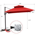 Pellebant 10 ft. x 10 ft. Square Double Top Patio Cantilever Umbrella, Navy Blue