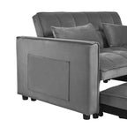 Gewnee 55'' Modern Convertible Velvet Sofa Bed with Pull-Out Twin Bed, Adjustable Backrest for Living Room, Office (Dark Gray)