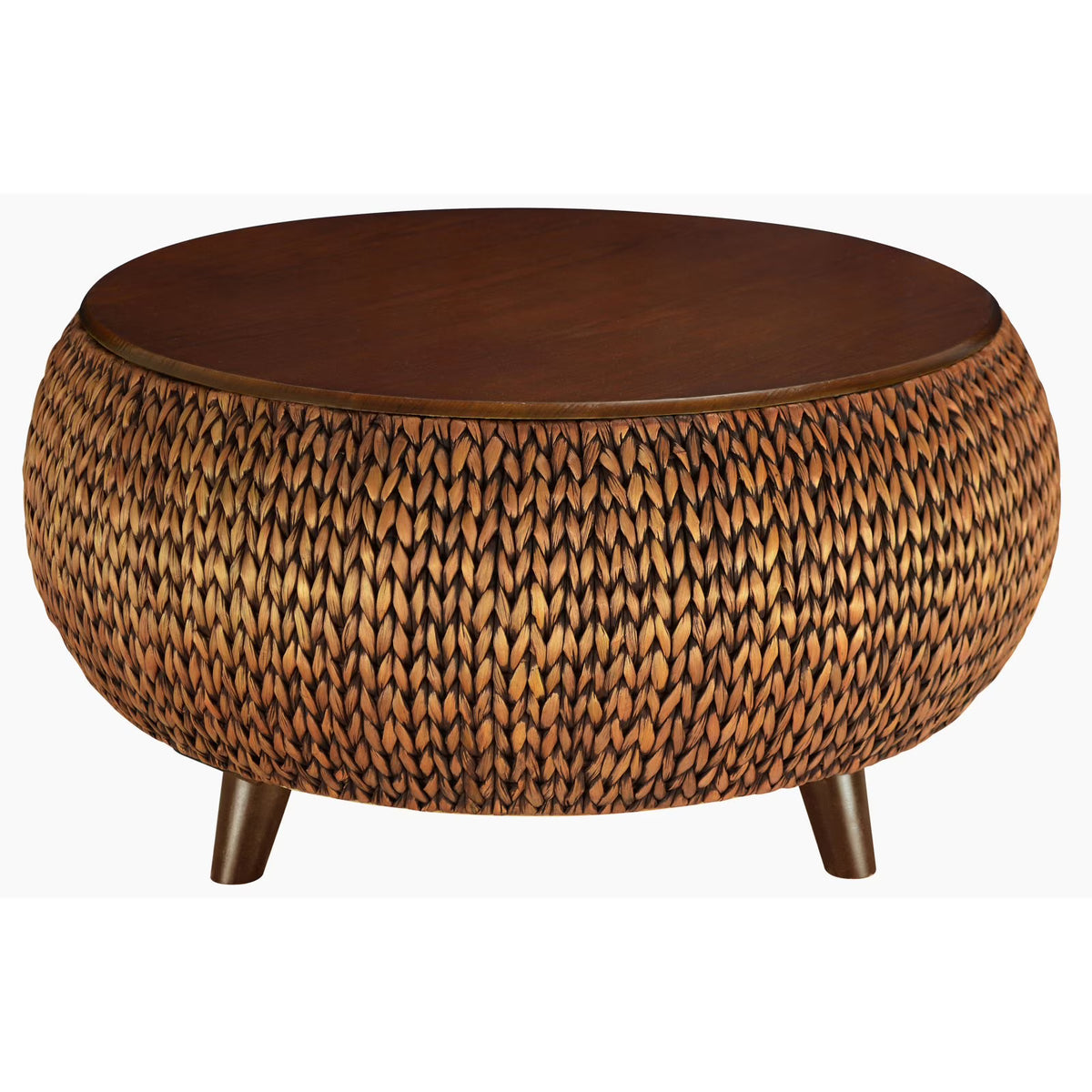 Gallerie Decor Bali Breeze Round Transitional Wood Coffee Table in Silver