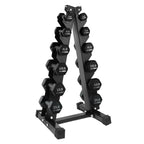 HolaHatha Neoprene Dumbbell Weight Set with Rack (Black), 112.5 lb