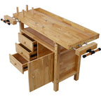 Workbench, Work Bench, Versatile and Functional Wooden Workstation, Work Table for Garage Workshop and Home, 55"L*24.5"W*33"H, Natural