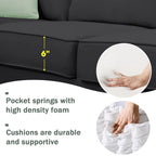 Harper & Bright Designs Modular Sectional Sofa with Ottoman Couch L Shape Corner Sofa Sets 7 Seats Fabric Couch for Living Room, Black, 112 * 87 inch