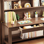 BALANBO Solid Wood Kids Desk and Chair Set with Hutch,Study Computer Desk with Drawers, Extra Large Two Person Study Desk Writing Table, Student White Desk with Bookshelf for Bedroom,Study Room,White