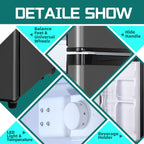 JIEJIA 5.0 Cu.Ft Apartment Size Refrigerators with Separate Freezer, 2 Door Refrigerator, Small Fridge with Freezer, Gray