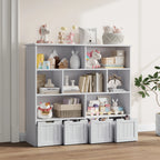 Homfa 7 Cube Toy Storage Organizer, Kids Geometric Bookcase and Bookshelf with 4 Drawers, White