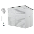 Outsunny 4.6' x 9' Metal Outdoor Storage Shed, Garden Utility Tool House with Double Lockable Doors for Backyard, Patio, Lawn, Garage, White