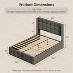 Lofka Lift Up Storage Bed Full Size, Modern Wingback Headboard, No Box Spring Needed, Hydraulic Storage, Dark Grey