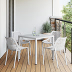WestinTrends Playa 5-Piece Outdoor Patio Metal Frame Dining Table Set with Stackable Patio Dining Chairs, Olive Green