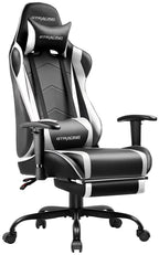 GTRACING Gaming Chair, Ergonomic Office Desk Chair with Lumbar Support, PU Leather, Footrest & Adjustable Headrest, Red