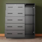 Better Home Products JCF Sofie 5 Drawer Wooden Tall Chest Wardrobe in Mahogany