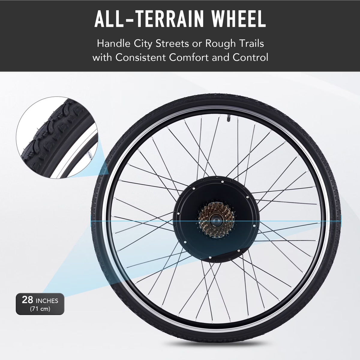 Viribus Electric Bike Conversion Kit 26" Rear Wheel 1000W Hub Motor LCD eBike DIY Set