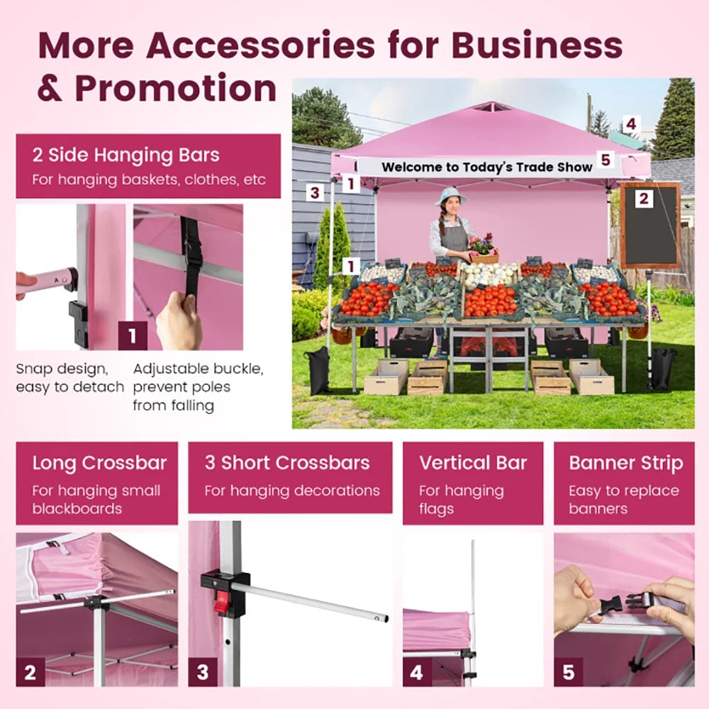 Gvn 10 x 10 ft Pink Pop up Outdoor Canopies, Waterproof