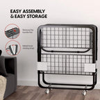 EconoHome Folding Bed with Mattress - 75x31 Cot Size Bed Frame - Portable Foldable Roll Away Adult Bed for Guest - 5-inch Thick Memory Foam Cot Mattress - Space Saving Fold Up Bed for Easy Storage