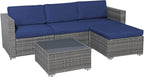 Patiorama 5-Piece Patio Furniture Set, Outdoor Sectional Conversation Set, All-Weather Grey PE Wicker with Light Grey Cushions, Backyard Porch Garden