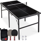 Best Choice Products 6x3ft Portable Ping Pong Table Game Set, Folding Table Tennis w/ 2 Paddles, Balls - Blue