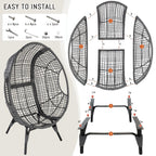 RADIATA 440 lbs Outdoor Egg Chair with Foot Rest & Ottoman, Wicker Patio Egg Chair for Indoor or Garden,Beige
