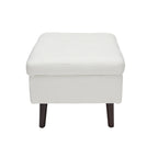 OFM Mid Century Modern Tufted Fabric Storage Ottoman, Walnut Legs, in Beige