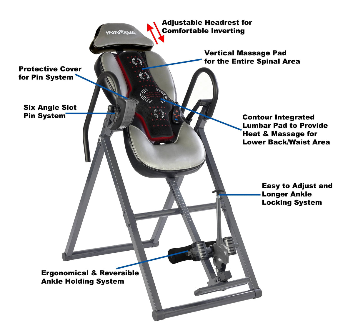 Innova ITM5950 Advanced Heat and Massage Therapeutic Inversion Table, , 300 lb Max Weight Capacity