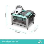 Dream On Me Princeton Deluxe Nap N Pack 3-in-1 Convertible Playard. Changer and Bassinet in Mint