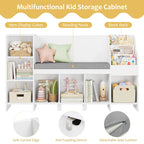 Homfa Kids Bookcase with Reading Nook, Wooden Kids Bookshelf and Storage Toy Cube Organization with Adjustable Shelf, 31.5'' H x 54.5'' W, White