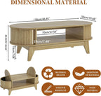 Fluted Coffee Table with Storage, Modern Coffee Tables, Wood Accent Center Table