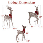 Best Choice Products 6.5ft 3-Piece Lighted Christmas Deer Set Outdoor Yard Decoration w/ 385 LED Lights, Stakes - Gold