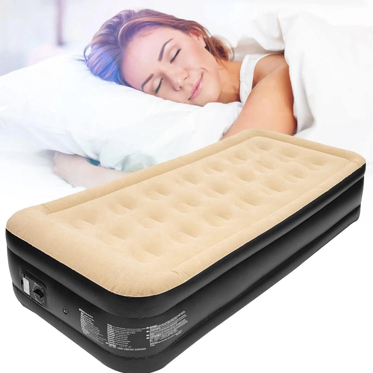 Double Inflatable High Raised Air Bed Mattress with Built in Pump and release valve
