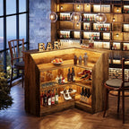 Tribesigns Bar Cabinet, L-Shaped Home Bar Table with Stemware Racks
