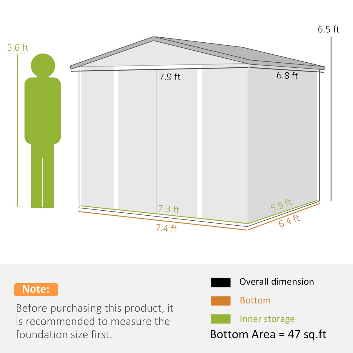 Outsunny 7' x 4' Metal Storage Shed Organizer, Garden Tool House with 4 Vents and 2 Sliding Doors for Backyard, Patio, Garage, Lawn, Dark Gray