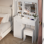 Wohh MDF Makeup Vanity with LED Mirror, Dressing Table and 5 Drawers, White