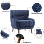 ALEAVIC White Accent Chair Upholstered Armchair with Solid Wood Legs