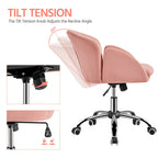 Yaheetech Modern Vanity Chair Swivel Rolling Chair with Armrests, Pink