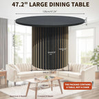 Modern Round Dining Table, 47 Inch Small Circle Kitchen Tables for 4-6, Wood Strip Base, Farmhouse Table for Kitchen, Dinning Room, Walnut