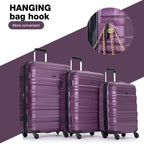 Tripcomp Hardside Luggage Set 3-Piece Set (21/25/29) Lightweight Suitcase 4-Wheeled Suitcase Set(Purple)