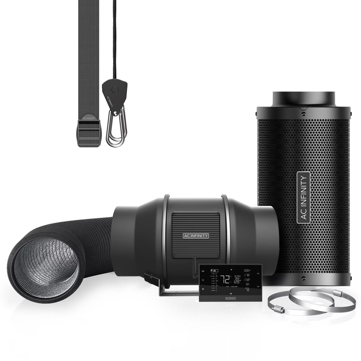 AC Infinity Air Filtration PRO Kit 6��, CLOUDLINE Inline Fan with Controller 69, Carbon Filter Ducting Combo, Cooling and Ventilation System for Grow Tents, Hydroponics, Indoor Gardening