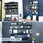 VIVO Black Freestanding Modular Pegboard System with 3 Tier Organization