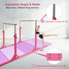 Costway Kids Gymnastics Parallel Bars Double Horizontal Bars Adjustable Width Height