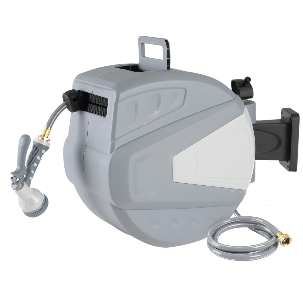Pure Garden 100 FT Retractable Hose with Wall Reel and 9 Nozzle Patterns