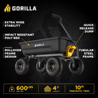 Gorilla Carts 4 Cu. ft. Poly Garden Dump Cart, 600 lbs. Capacity, 35 in. x 22 in. Bed, 10 in. Tires