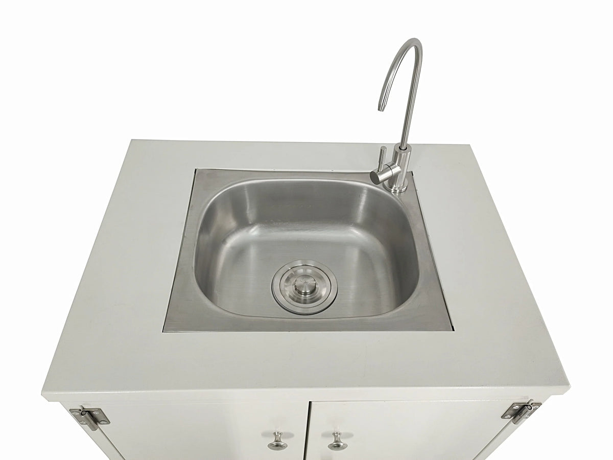 Cabinet Portable Sink Self Contained Hand Wash Station Mobile Sink Water Fountain Water Supply 110V/12V Powered Built-in Pump Water Jugs NOT included 24 X 18 X 30" CABINET SIZE 10094