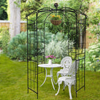 Metal Garden Arch Iron Garden Arbors Gazebo Dia81.3'' x 114.2'' High Birdcage Shape Pergola Pavilion for Wedding Ceremony Outdoor Black