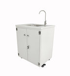 Cabinet Portable Sink Self Contained Hand Wash Station Mobile Sink Water Fountain Water Supply 110V/12V Powered Built-in Pump Water Jugs NOT included 24 X 18 X 30" CABINET SIZE 10094
