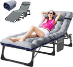 Slsy Folding Lounge Chair, 5-Position Adjustable Outdoor Reclining Chair, Folding Sleeping Bed Cot, Folding Chaise Lounge Chair for Pool Beach Patio Sunbathing