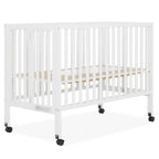 Dream On Me Quinn Full-Size Folding Crib. Removable Wheels. Modern Nursey. Adjustable Mattress Support. Patent Folding System in White