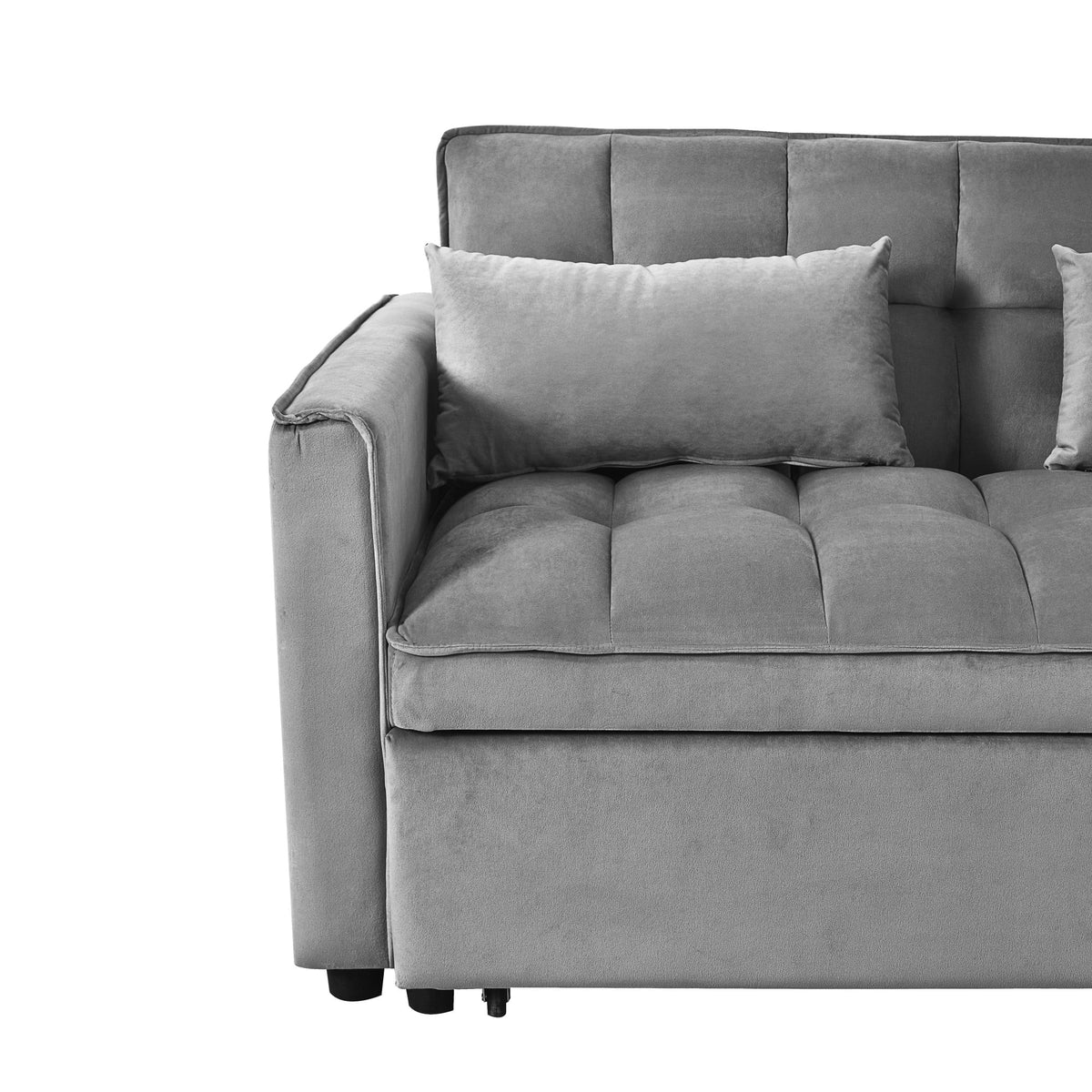 Gewnee 55'' Modern Convertible Velvet Sofa Bed with Pull-Out Twin Bed, Adjustable Backrest for Living Room, Office (Dark Gray)